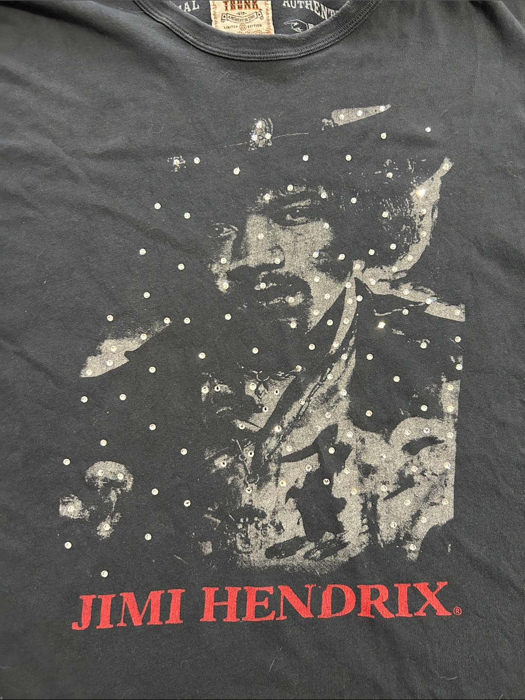 Y2k Trunk Original Authentic Jimi Hendrix Black T-Shirt With Rhinestones